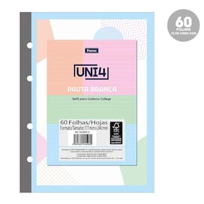 Bloco Fichário Coleg Uni4 Pauta Branca Colors 60Fls Foroni