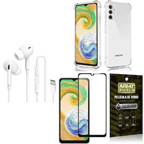 Capinha Samsung A04s + Fone Tipo C Intra Auricular + Película 3D