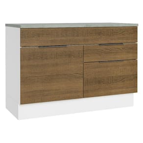 Balcão Gabinete De Pia 120cm 1 Portas 2 Gavetas Com Tampo Branco/rustic Stella Madesa