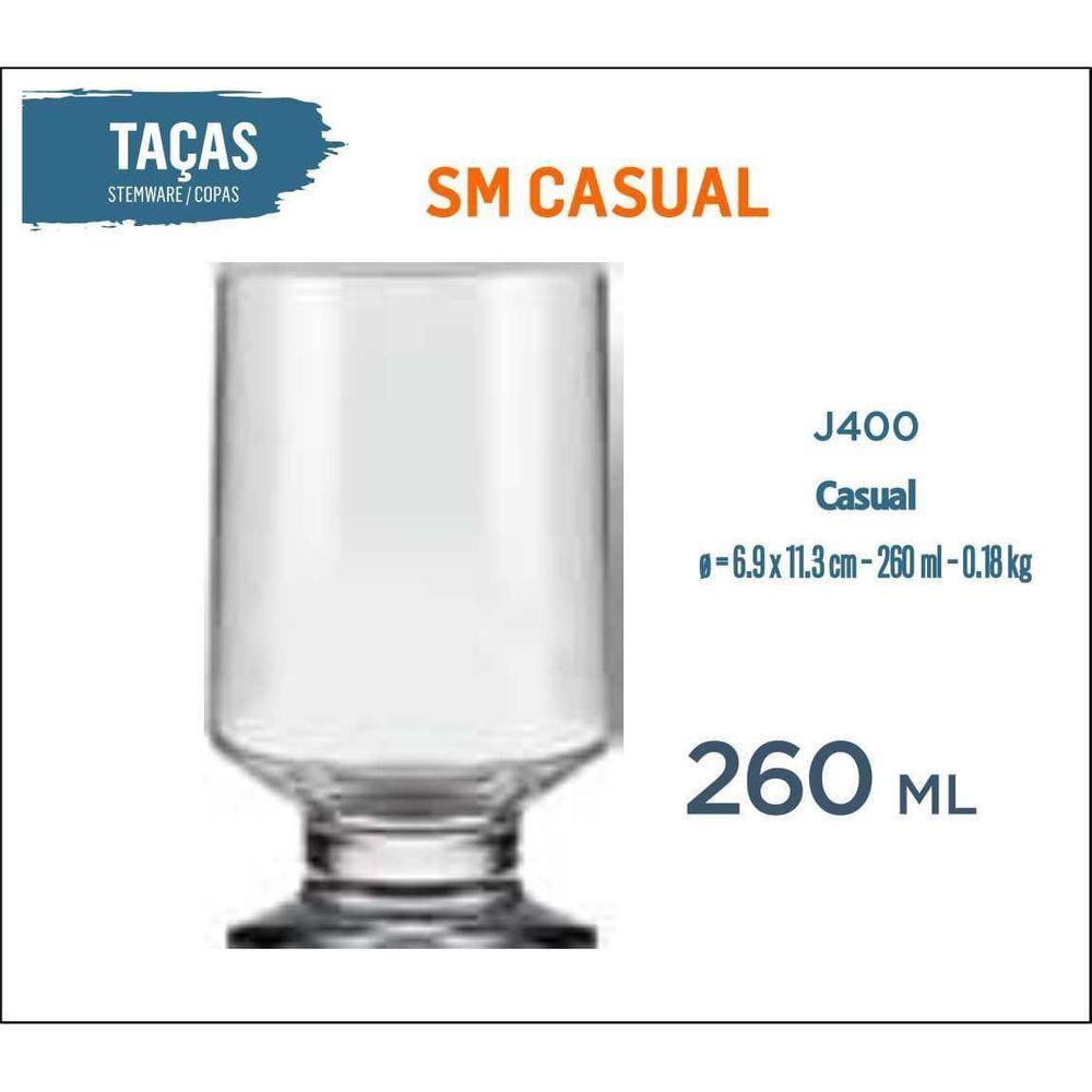 12 Copos Casual 260Ml - Água - Refrigerante - Suco - Batida