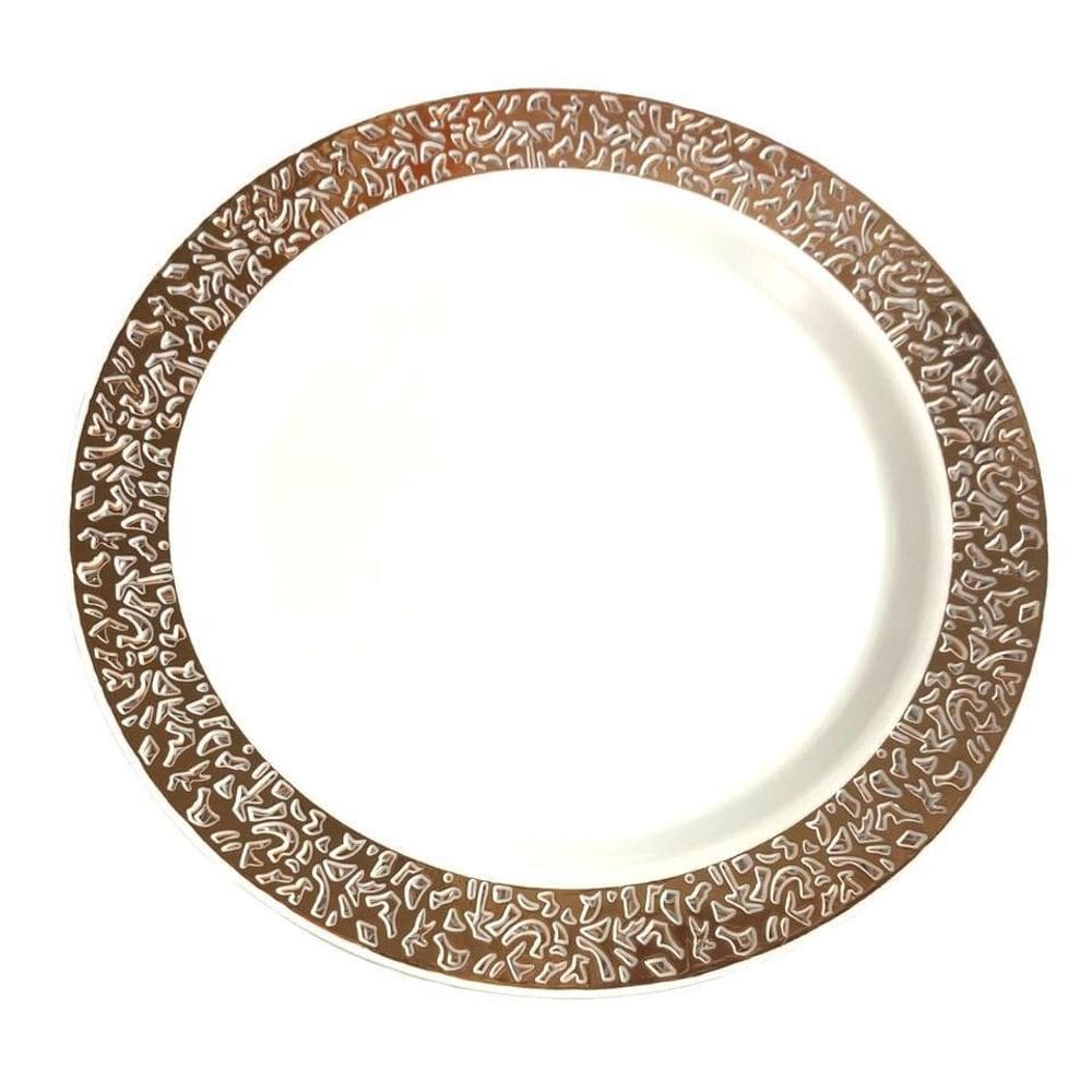 Pratos Descartáveis Luxo Borda Vazada Rose - 6 Unid. - Plástico Grosso - Natal