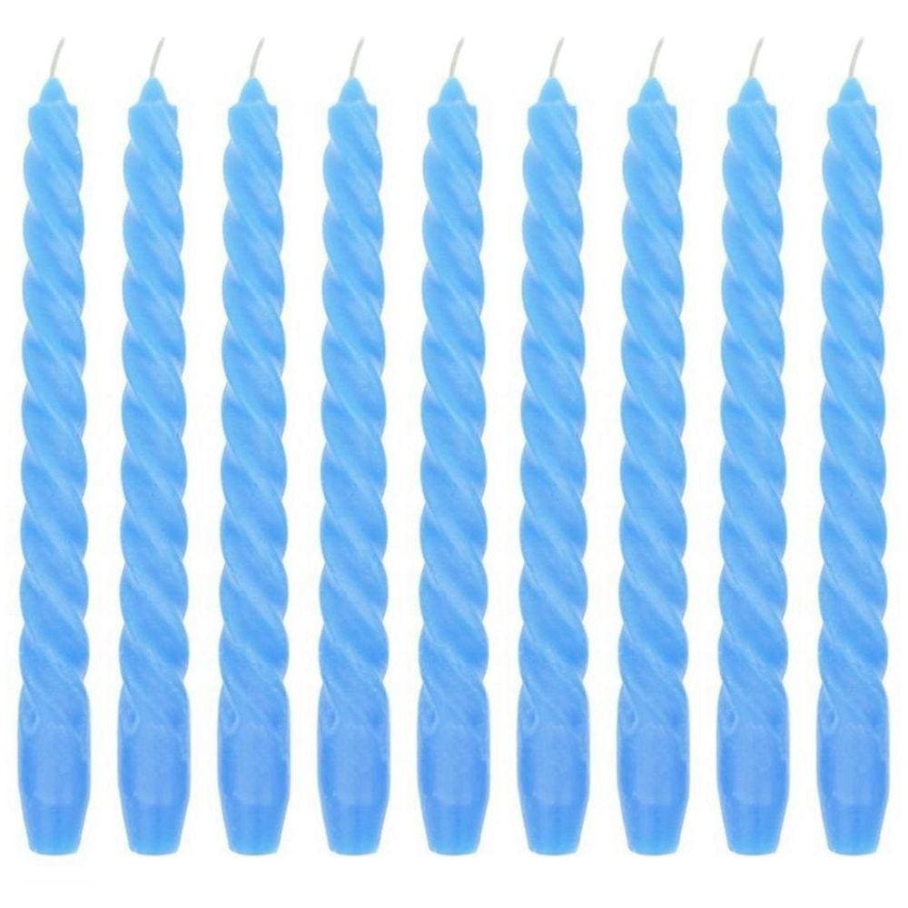 10 Vela Torcida 25 Cm Azul Claro Decoração Festa Casamento