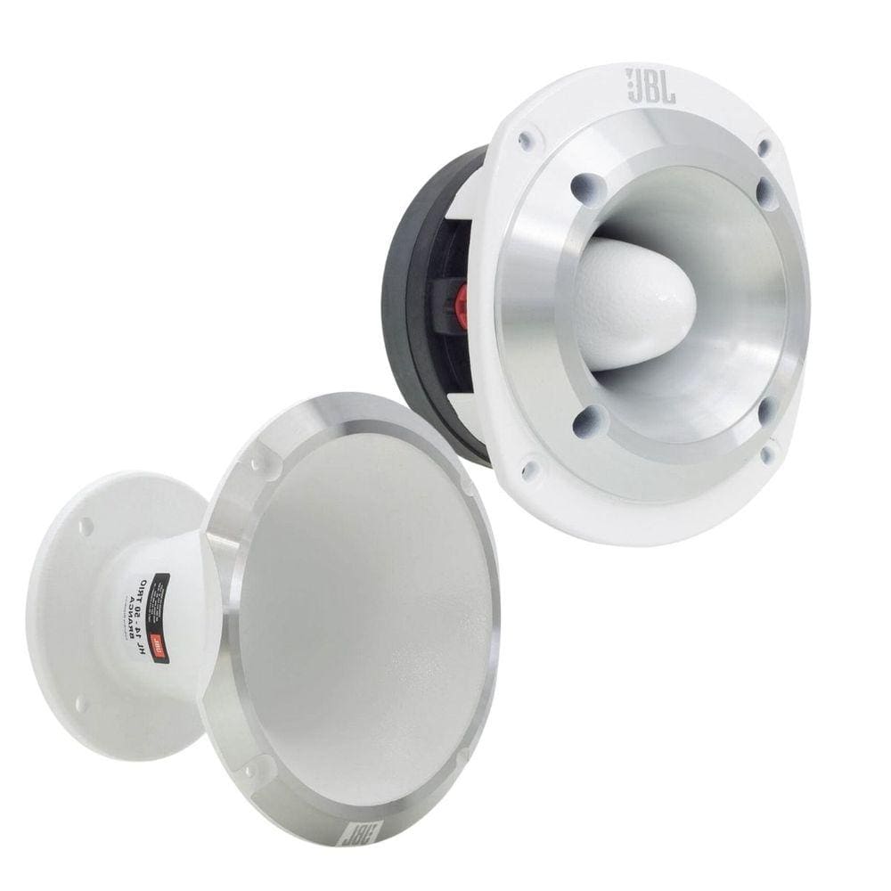 Kit Super Tweeter JBL ST400 Trio Branco 150 Watts + Corneta JBL HL14-50 Trio Branca