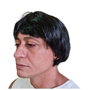 Cabelo Sintético Curto com Touca Esticável - Preto