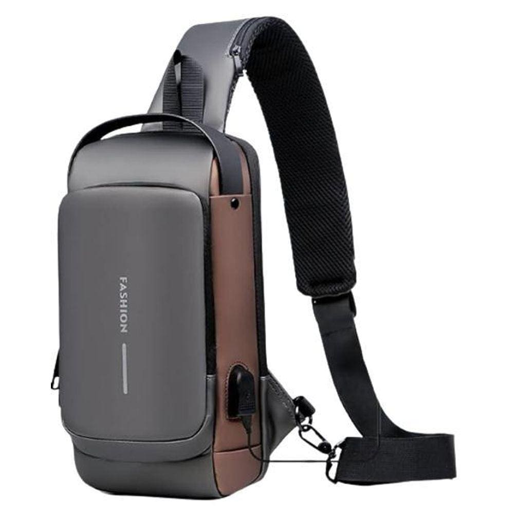 Bolsa Mochila De Ombro Anti-Roubo Transversal Usb Pochete