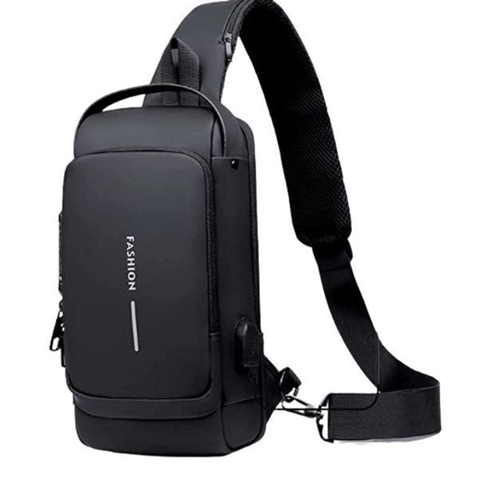 Bolsa Mochila De Ombro Anti-Roubo Transversal Usb Pochete
