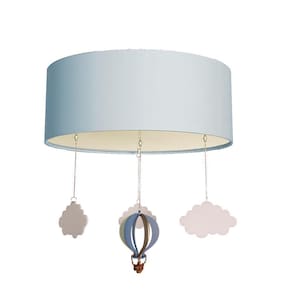 Luminária de Teto Plafon Balão Cúpula Azul 50x15cm