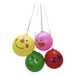 Kit 100Un Bola Vinil Com Mola Encaracolada Festa Brinquedo