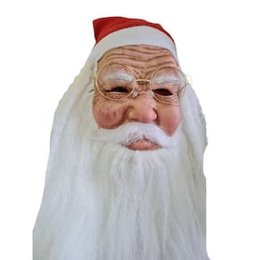 Máscara De Papai Noel Realista De Látex Com Barba Óculos