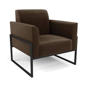Poltrona Base Industrial Alta Preto Marisa Suede Marrom D03 - D`Rossi