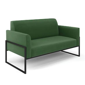 Sofá Namoradeira Base Industrial Alta Preto Marisa Suede Verde D03 - D`Rossi