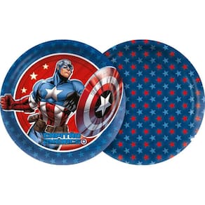 Kit Pratos Capitão América 12 Unidades 18cm