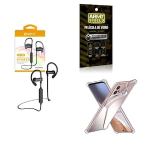 Kit Capinha Moto E23 + Fone De Ouvido Hs188 + Película 3D
