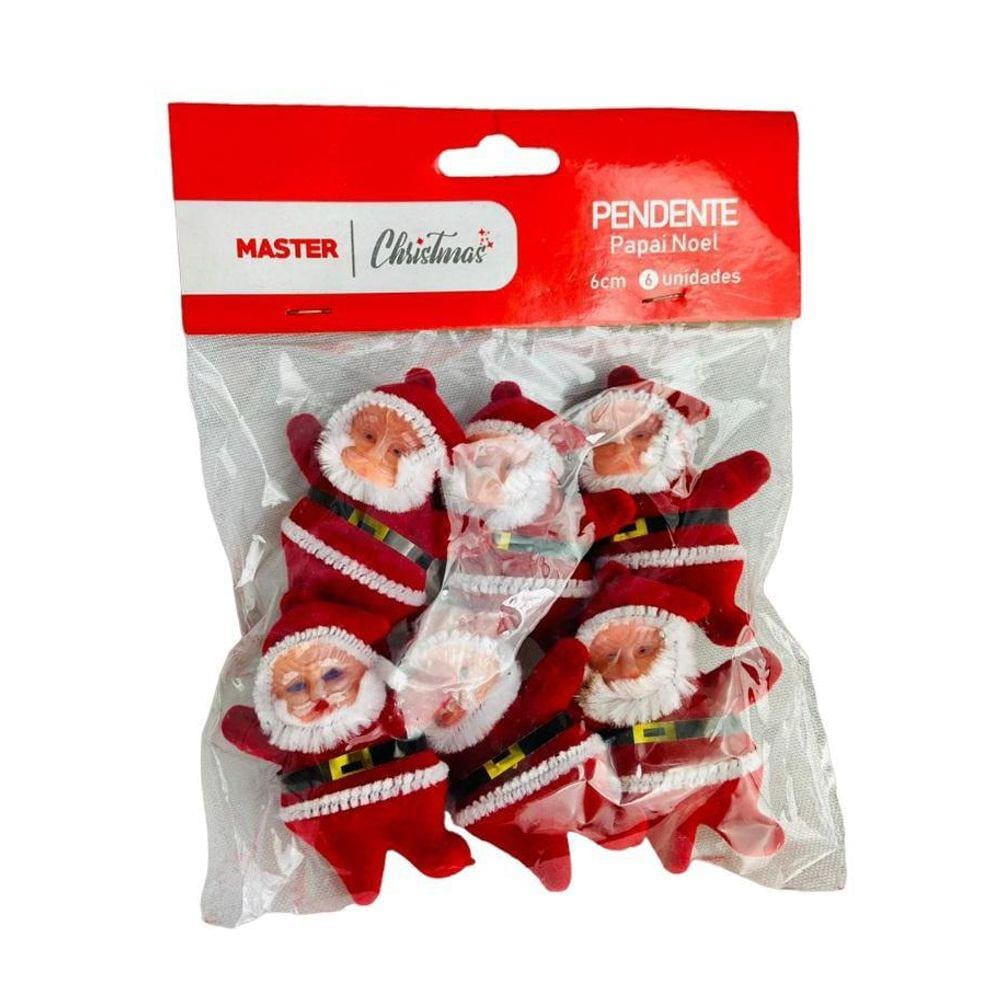 Pendente Natalino Árvore Vermelho/Branco 6 unid 6x5cm