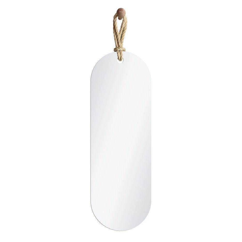 Espelho Decorativo Hole Alça Sisal Marroml 120x40cm Oblongo Incolor