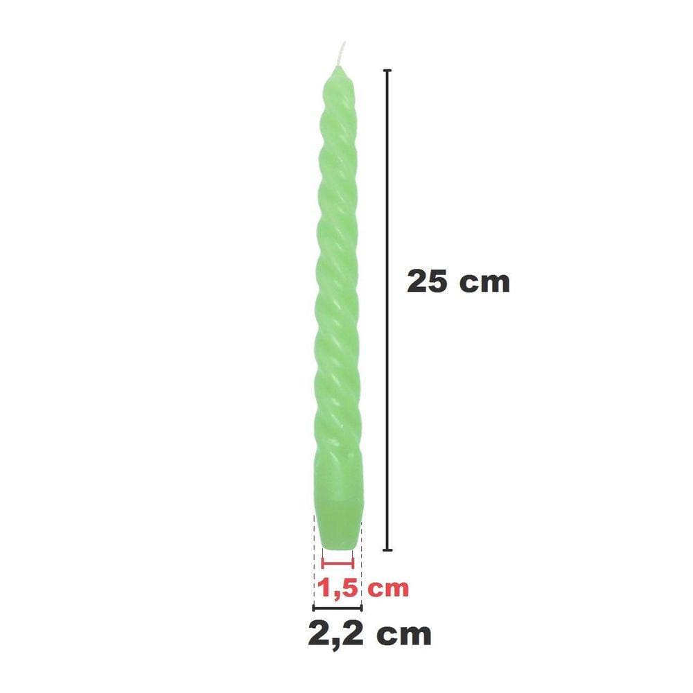 10 Vela Torcida 25 Cm Verde Decoração Festa Castiçal