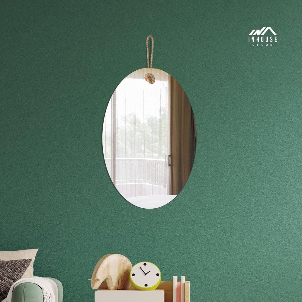 Espelho Decorativo Lina Alça Oval In House Decor Sisal Marroml