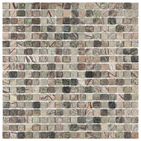 Pastilha de Mármore Slim Glass Mosaic Marrom Claro/Escuro