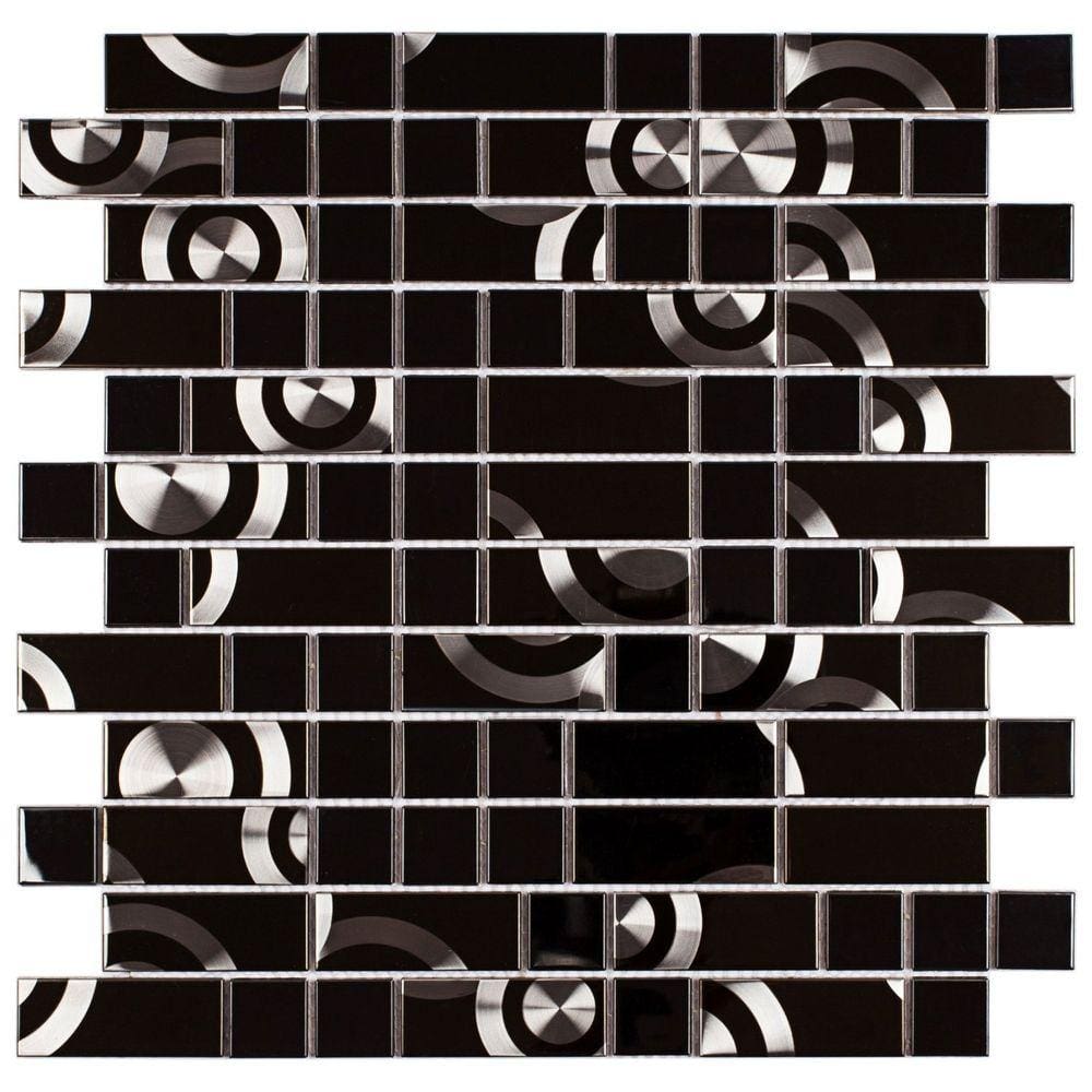 Pastilha de Aço Inox Glass Mosaic Escovado