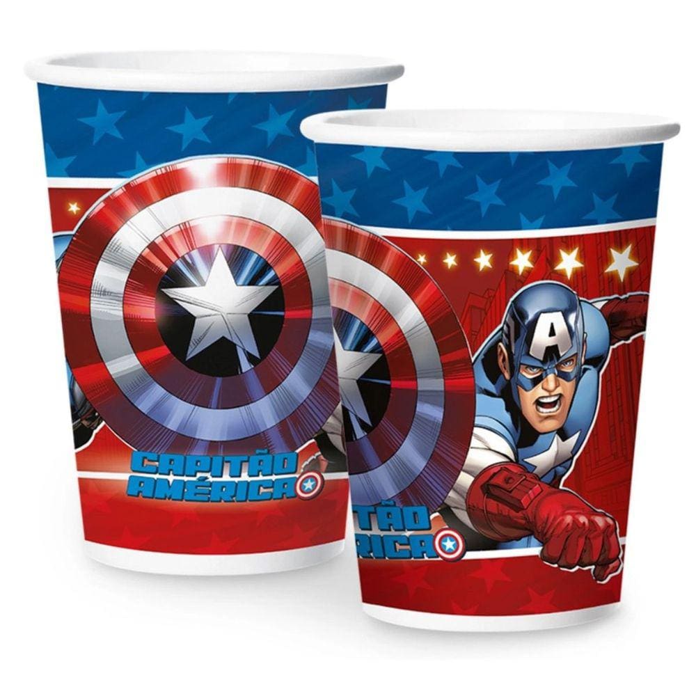 Kit 12 Copos Capitão América 180ml