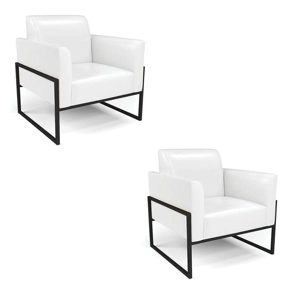 Kit 2 Poltronas Base Industrial Alta Preto Marisa Corano Branco D03 - D`Rossi