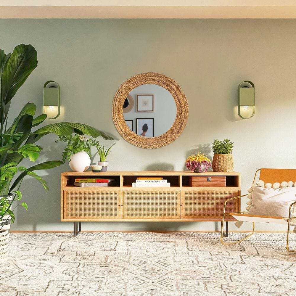Espelho Decorativo Corda Bananeira 70cm In House Decor Marrom