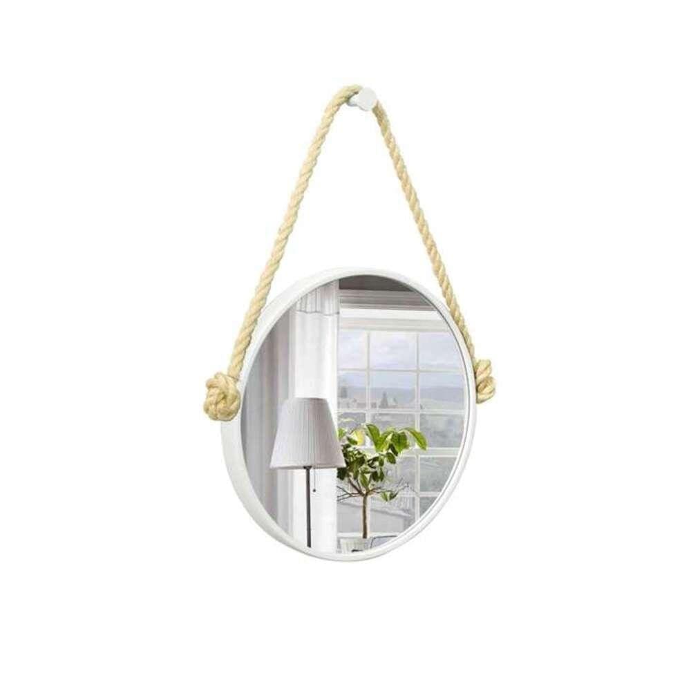 Espelho Decorativo Adnet Alça Sisal Marroml 40 cm Redondo