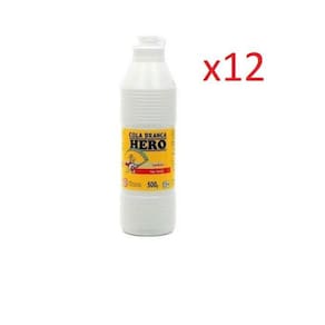 Cola Branca Escolar 500Gr - Marca Hero - Kit 12 Frascos