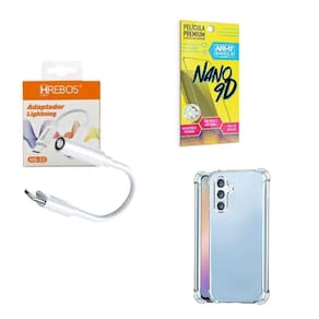 Capinha Samsung A34 + Adaptador Tipo C Fone P2 + Película 9D