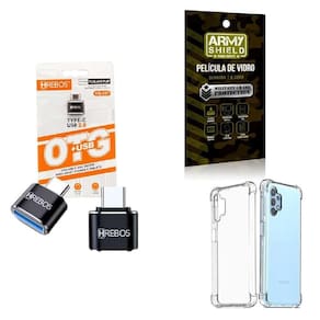 Kit Usb Para Tipo C + Capinha Samsung A32 4G + Película 3D