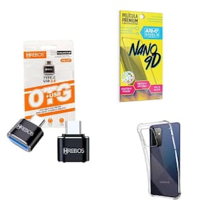 Kit Usb Para Tipo C + Capinha Samsung A72 + Película 9D