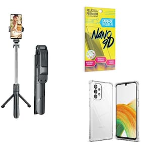 Kit Tripé De Selfie + Capinha Samsung A33 + Película 9D