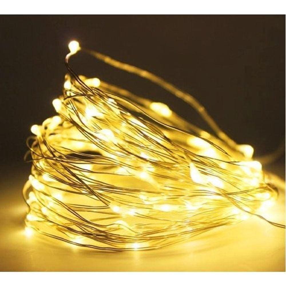 Fio Led Luz Amarela 100 Lâmpadas Usb Com Música 10m