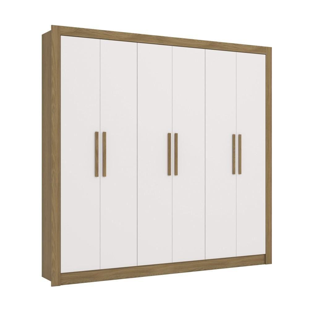 Guarda-Roupa Casal Kappesberg 6 Portas 2 Gavetas Marrom Branco - M569BR