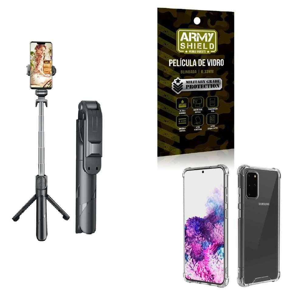Kit Tripé De Selfie + Capinha Samsung S20 Plus + Película 3D