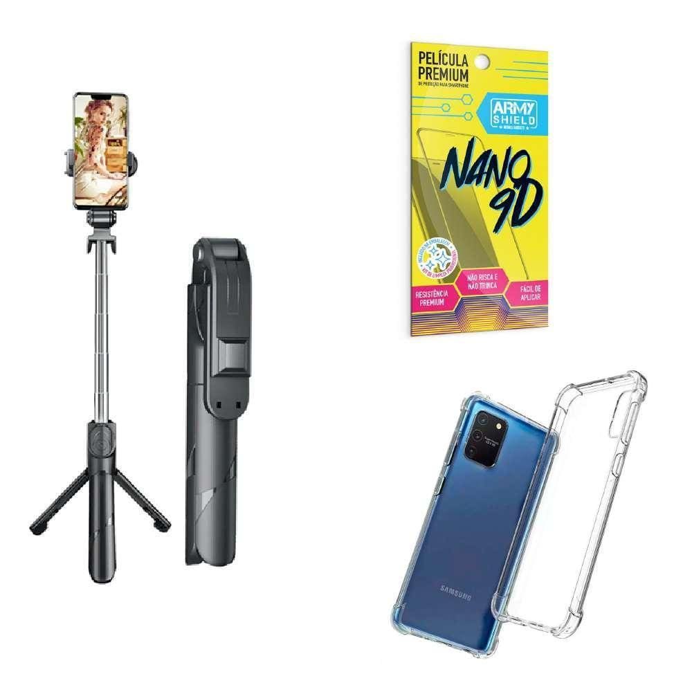 Kit Tripé De Selfie + Capinha Samsung S10 Lite + Película 9D
