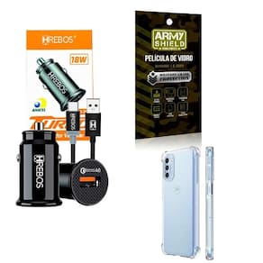 Kit Carregador Veicular + Capinha Motorola G52 + Película 3D