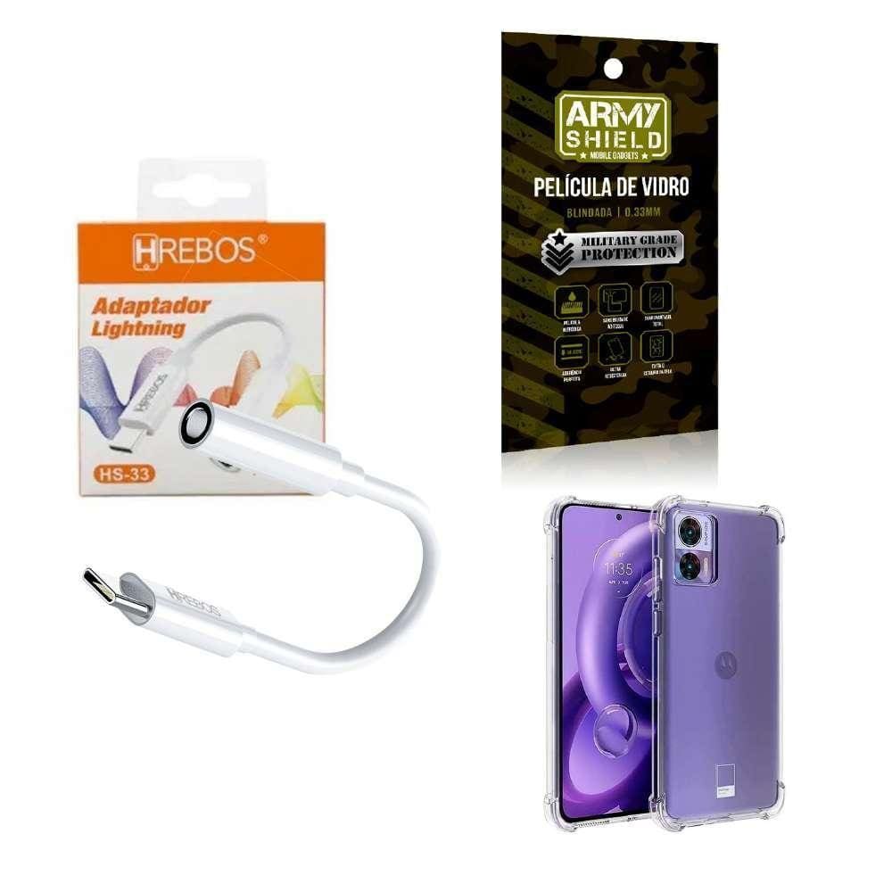 Capa Moto Edge30Fusion + Adaptador P2 Tipo C + Película 3D