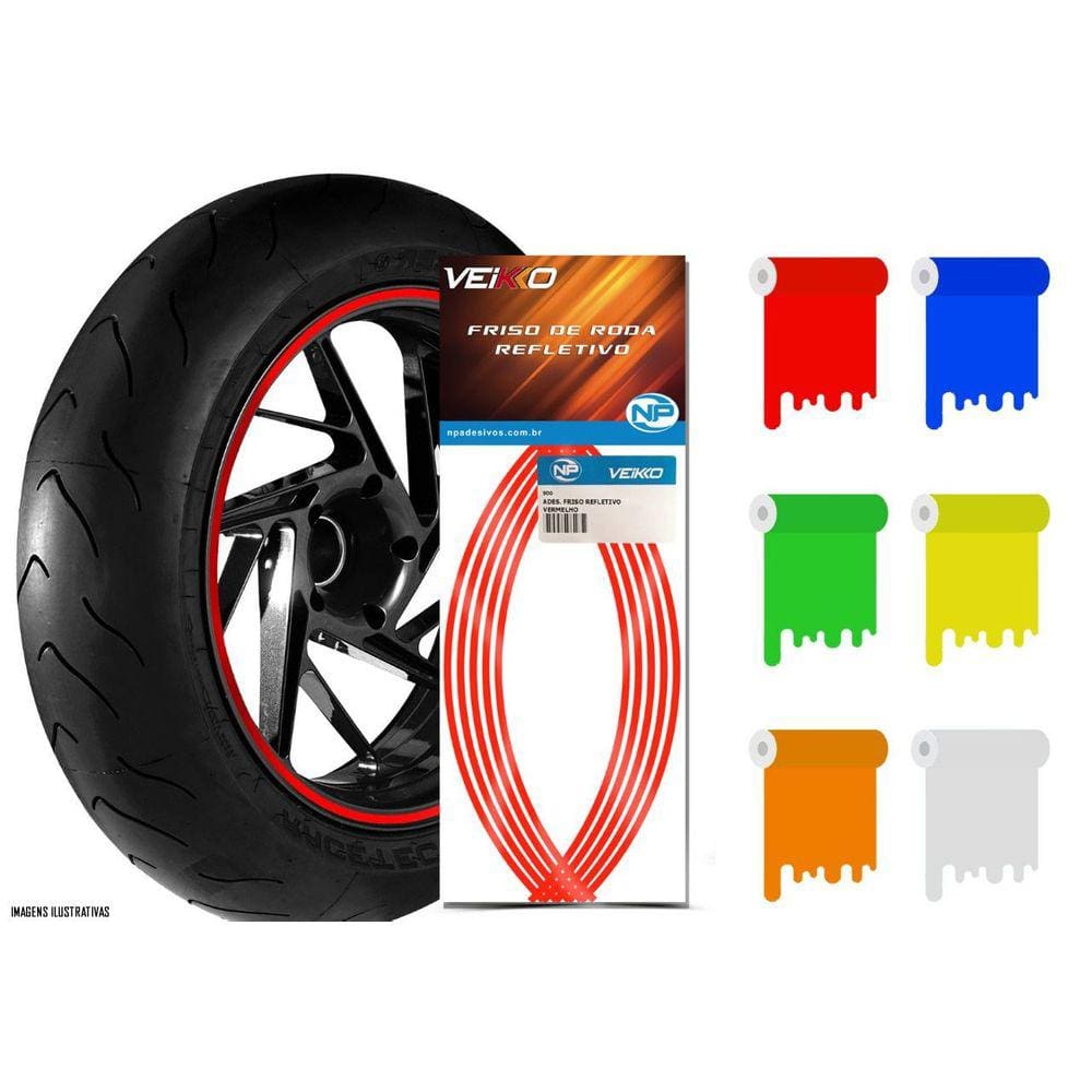 Faixa Refletiva De Roda Para Moto Aro 14 15 16 17 18 19 20 21 - 5mm