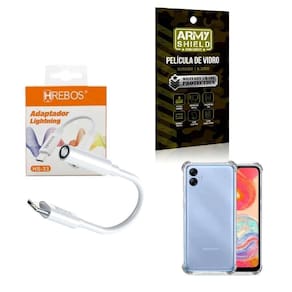 Capa Samsung A04E + Adaptador P2 Para Tipo C + Película 3D