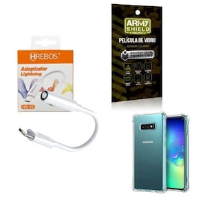 Capa Samsung S10E + Adaptador P2 Para Tipo C + Película 3D