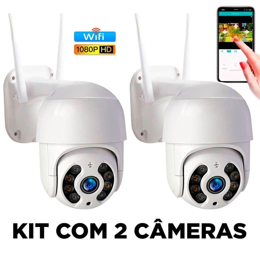 Kit 2 Câmeras Ip Wi-Fi Rotativa Externa Dome À Prova D`Água