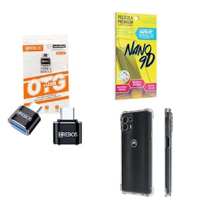 Kit Usb Para Tipo C + Capa Motorola Edge20 Pro + Película 9D