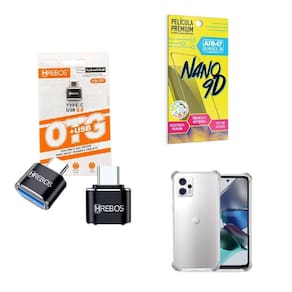 Kit Usb Para Tipo C + Capinha Motorola G23 + Película 9D