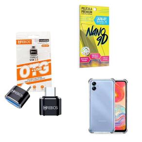 Kit Usb Para Tipo C + Capinha Samsung A04 E + Película 9D