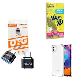 Kit Usb Para Tipo C + Capinha Samsung A12 + Película 9D