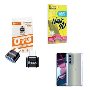Kit Usb Para Tipo C + Capa Motorola Edge30 Pro + Película 9D