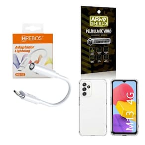Capinha Samsung M13 + Adaptador P2 Para Tipo C + Película 3D
