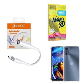 Capa Motorola E32 + Adaptador P2 P Tipo C + Película 9D