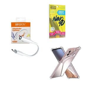 Capinha Moto E23 + Adaptador Tipo C Fone P2 + Película 9D